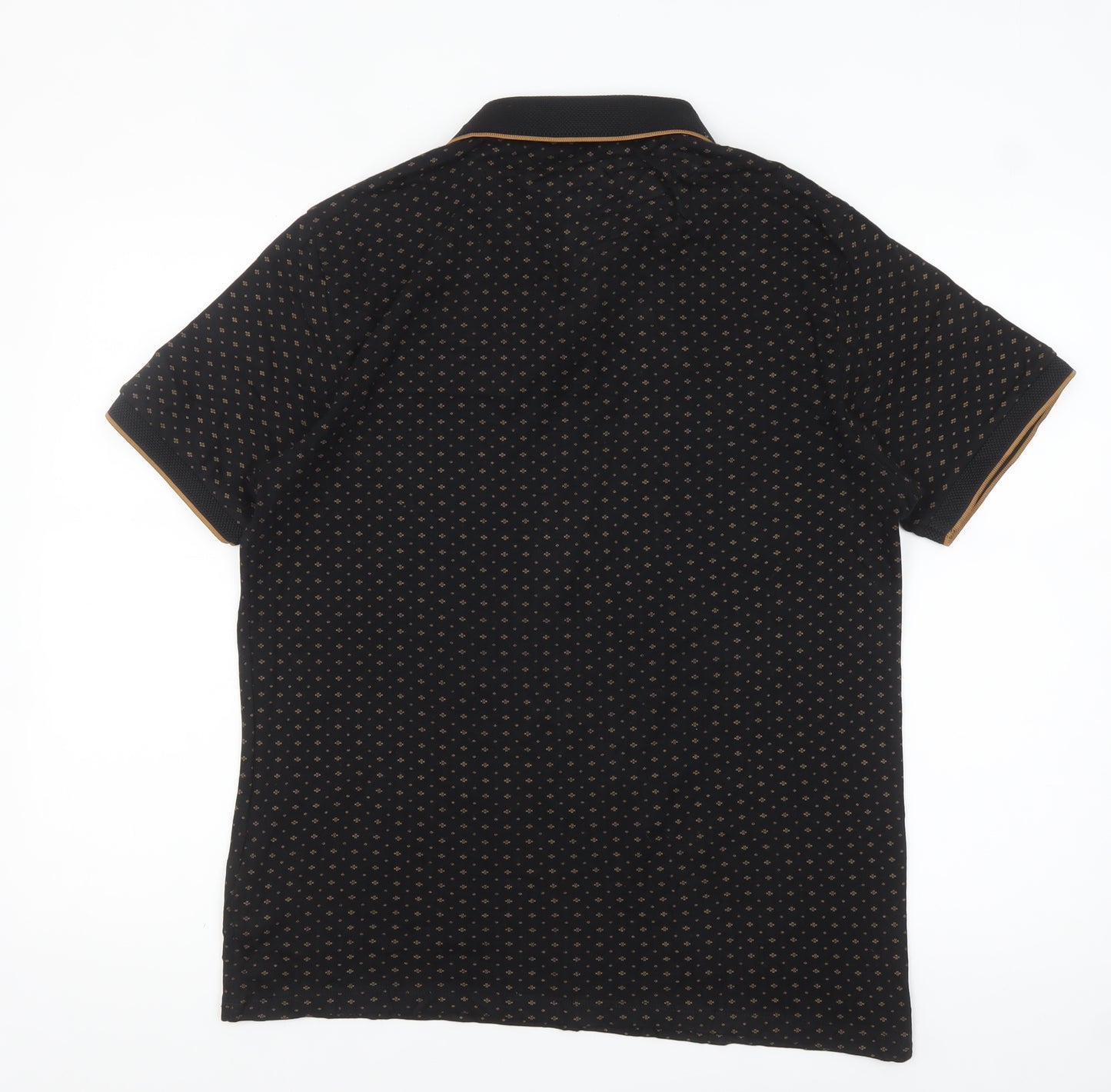 Next Men's Black Geometric Cotton Polo Shirt Size M
