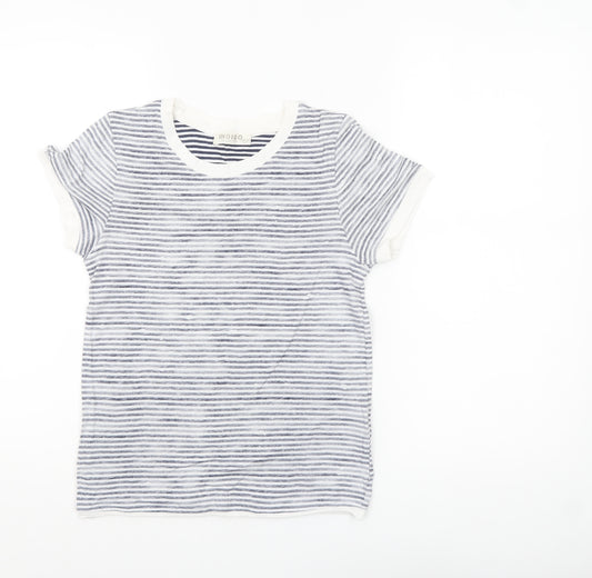 Marks and Spencer Women’s Grey Striped Cotton Linen T-Shirt Size 10