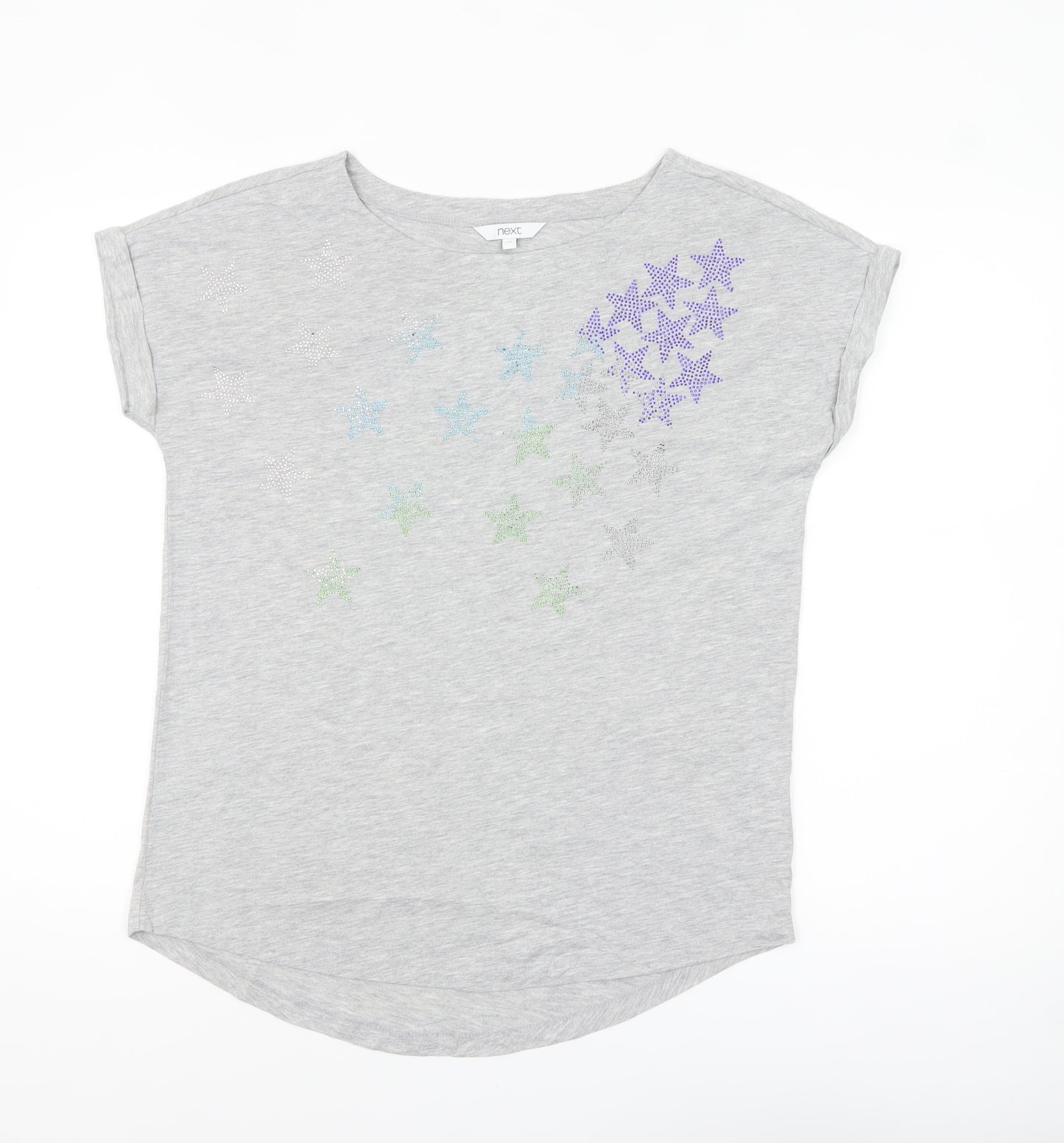 Next Women’s Grey Rhinestone Star T-Shirt Size 10