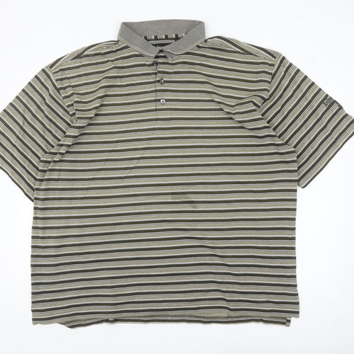 Ashworth Men's Green Striped Cotton Polo Shirt XL