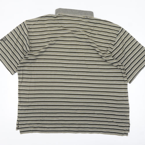 Ashworth Men's Green Striped Cotton Polo Shirt XL