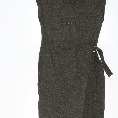 Next Women’s Brown Sleeveless Wrap Dress Size 8 Belted Jersey