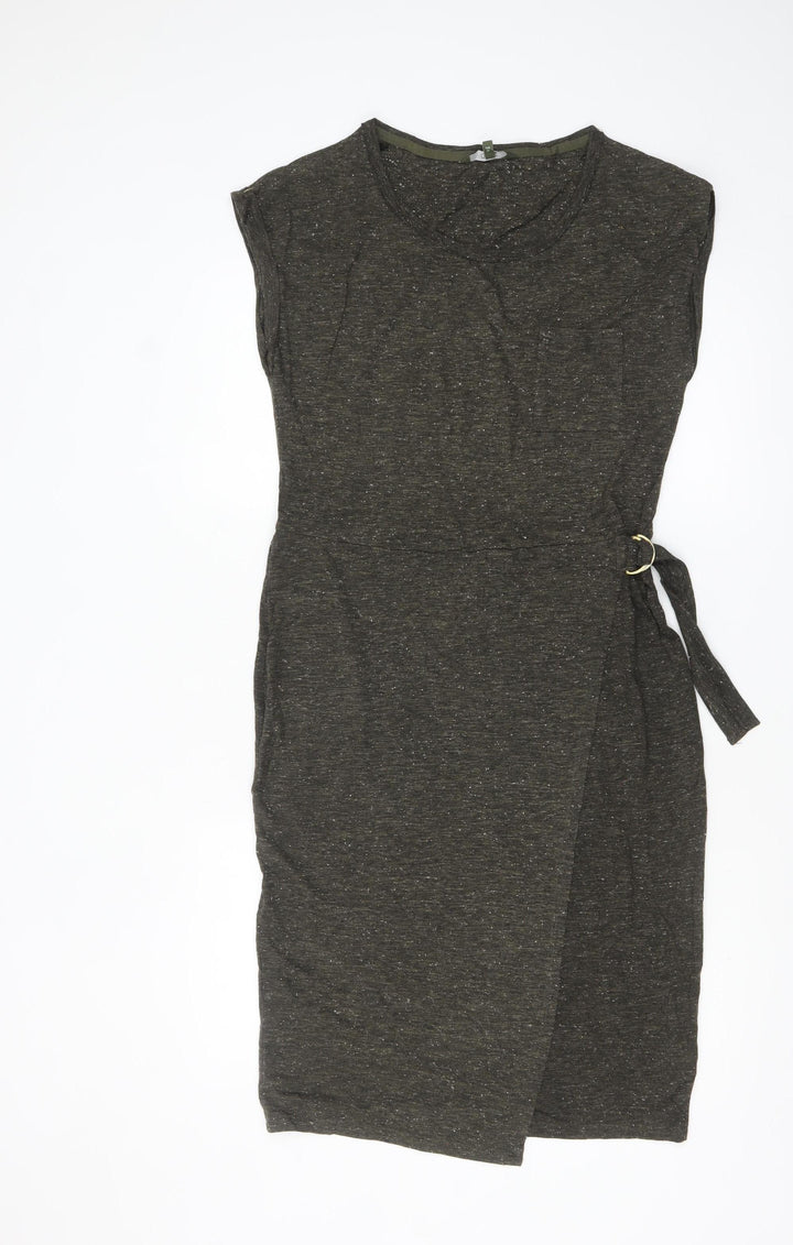 Next Women’s Brown Sleeveless Wrap Dress Size 8 Belted Jersey