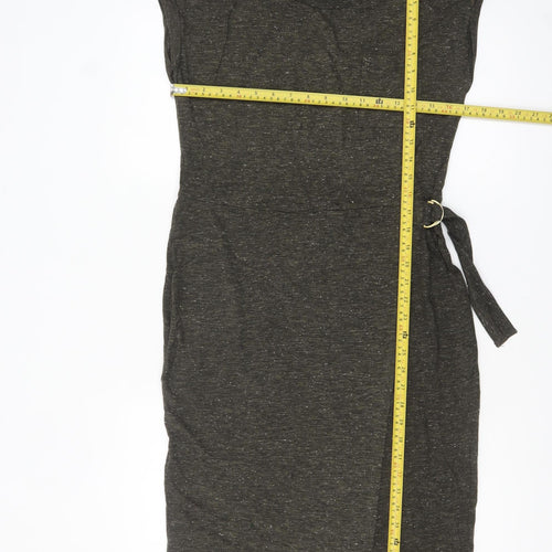 Next Women’s Brown Sleeveless Wrap Dress Size 8 Belted Jersey