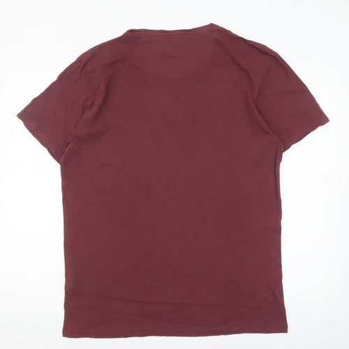 Firetrap Men's Burgundy London Graphic Cotton T-Shirt Size L