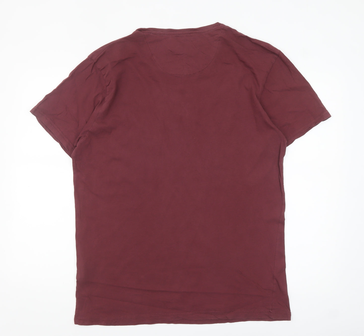 Firetrap Men's Burgundy London Graphic Cotton T-Shirt Size L
