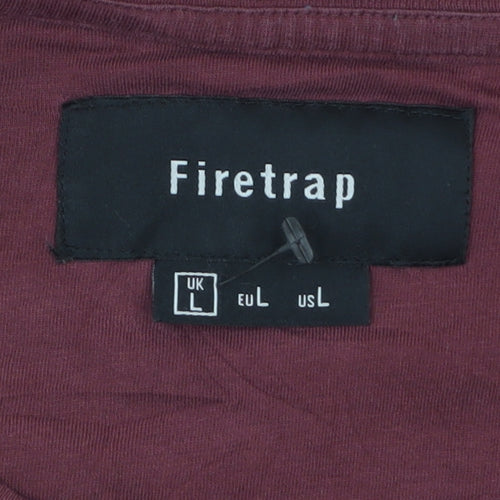 Firetrap Men's Burgundy London Graphic Cotton T-Shirt Size L