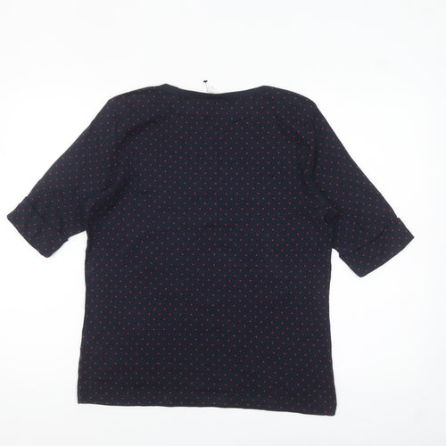 Cotton Traders Women's Blue Polka Dot T-Shirt Size 16