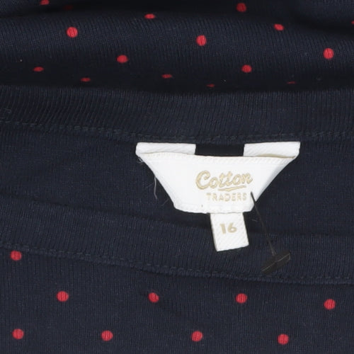 Cotton Traders Women's Blue Polka Dot T-Shirt Size 16