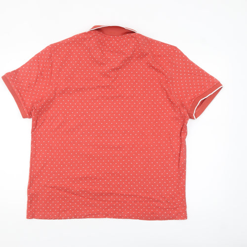 Next Men's Red Polka Dot Cotton Short Sleeve Polo Shirt Size L