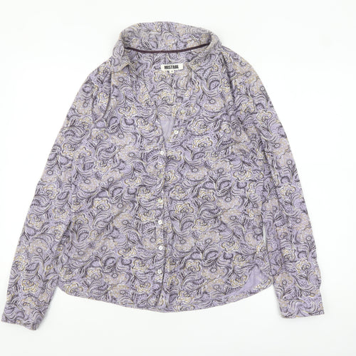 Mistral Women’s Purple Paisley Cotton Long Sleeve Button-Up Shirt Size 12