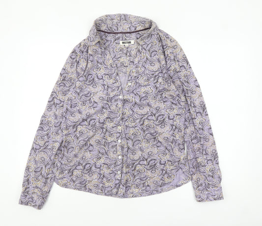 Mistral Women’s Purple Paisley Cotton Long Sleeve Button-Up Shirt Size 12