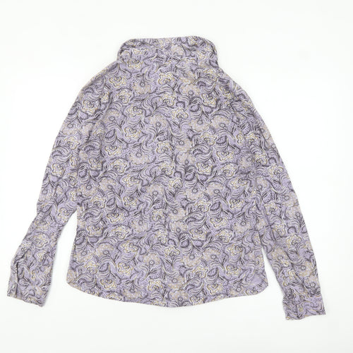 Mistral Women’s Purple Paisley Cotton Long Sleeve Button-Up Shirt Size 12