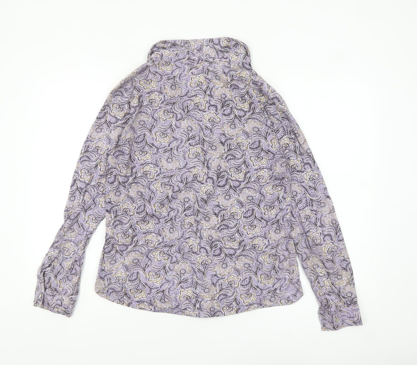 Mistral Women’s Purple Paisley Cotton Long Sleeve Button-Up Shirt Size 12