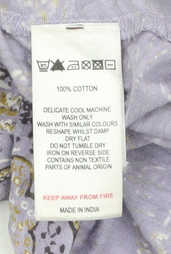 Mistral Women’s Purple Paisley Cotton Long Sleeve Button-Up Shirt Size 12