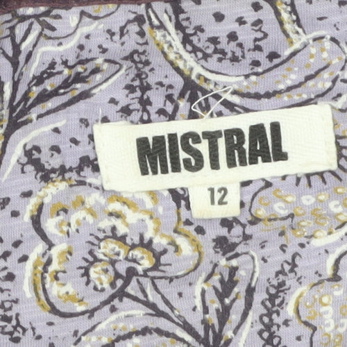Mistral Women’s Purple Paisley Cotton Long Sleeve Button-Up Shirt Size 12