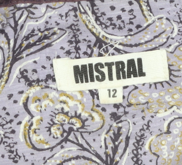Mistral Women’s Purple Paisley Cotton Long Sleeve Button-Up Shirt Size 12
