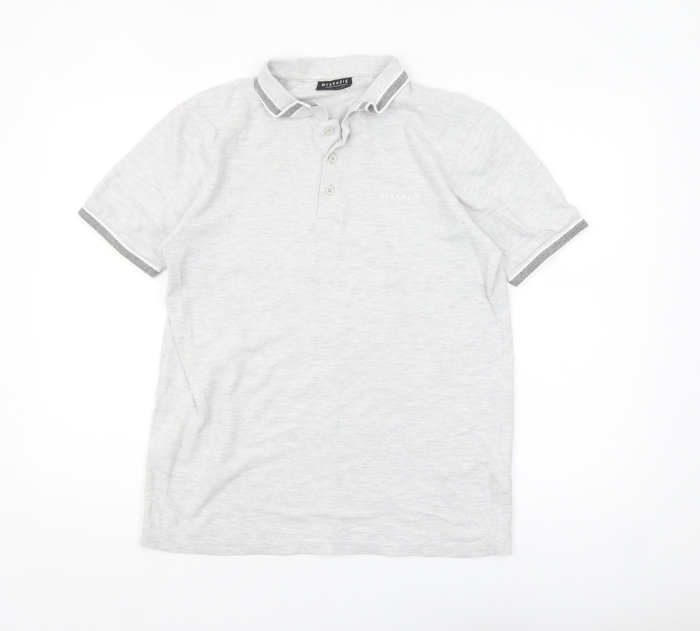 McKenzie Men's Grey Cotton Blend Short Sleeve Polo Shirt M