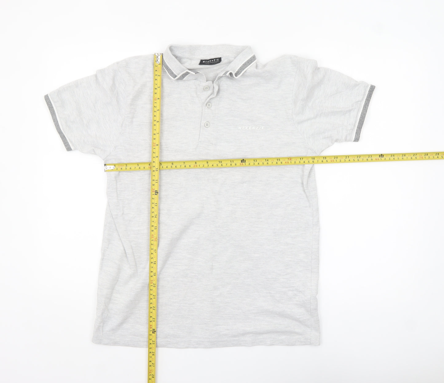 McKenzie Men's Grey Cotton Blend Short Sleeve Polo Shirt M