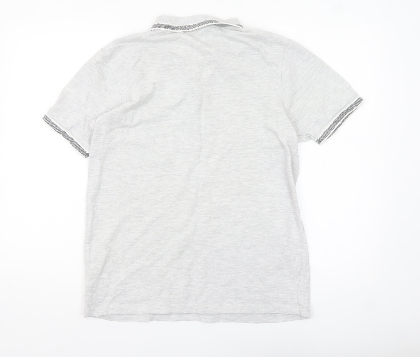 McKenzie Men's Grey Cotton Blend Short Sleeve Polo Shirt M