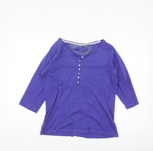 Fat Face Women’s Purple 3/4 Sleeve Henley Button-Up Top Size 16