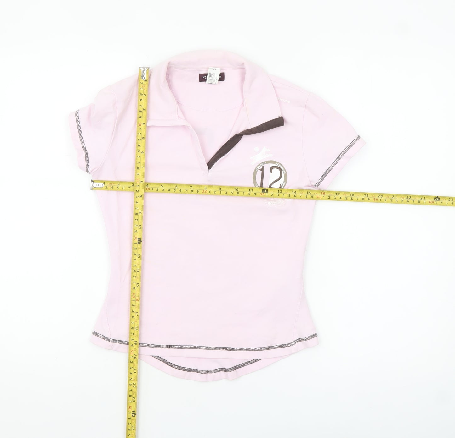 Fouganza Womens Pink Polo Shirt Size 8 Slim Fit Collared Top