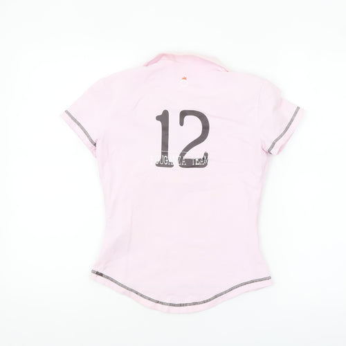 Fouganza Womens Pink Polo Shirt Size 8 Slim Fit Collared Top