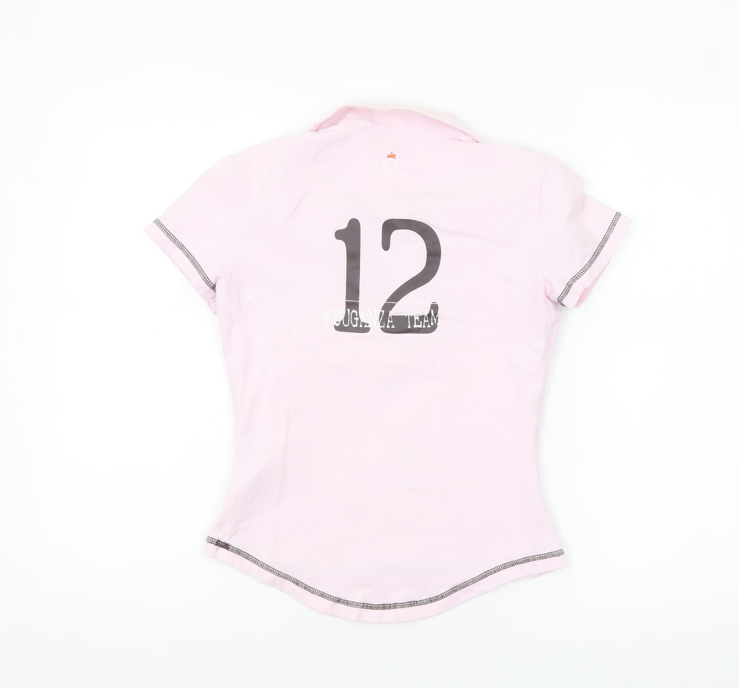 Fouganza Womens Pink Polo Shirt Size 8 Slim Fit Collared Top