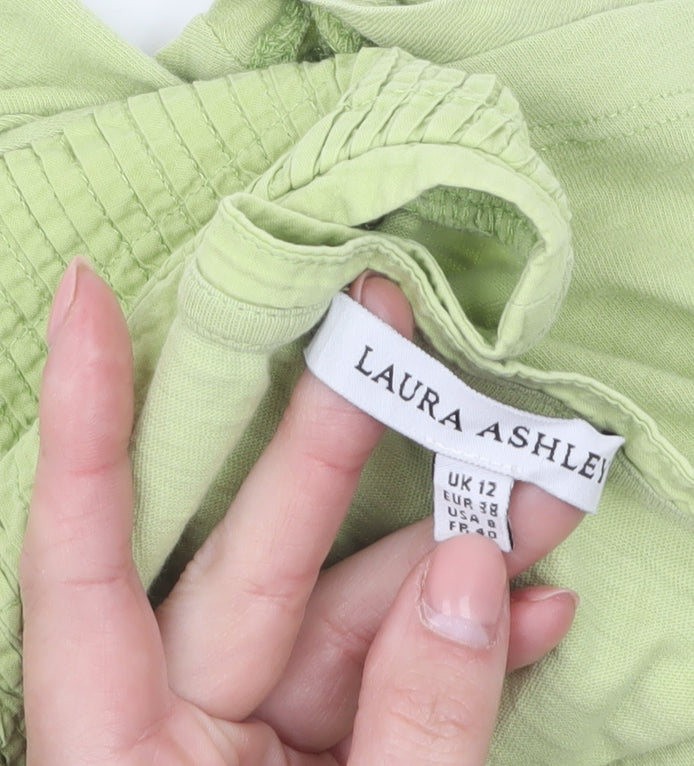 Laura Ashley Women’s Green Cotton Short Sleeve T-Shirt UK 12