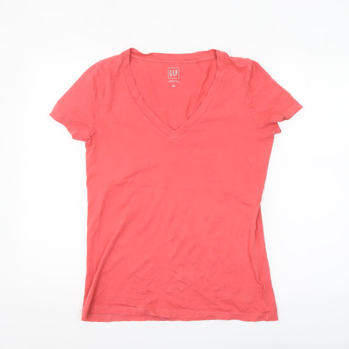 GAP Women's Pink V-Neck Short Sleeve Cotton T-Shirt Size S