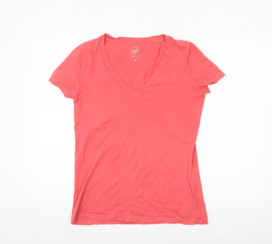 GAP Women's Pink V-Neck Short Sleeve Cotton T-Shirt Size S