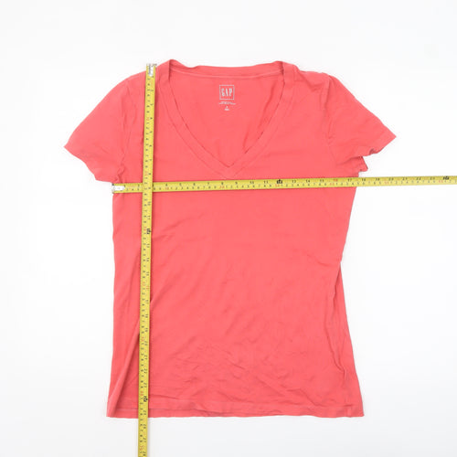 GAP Women's Pink V-Neck Short Sleeve Cotton T-Shirt Size S
