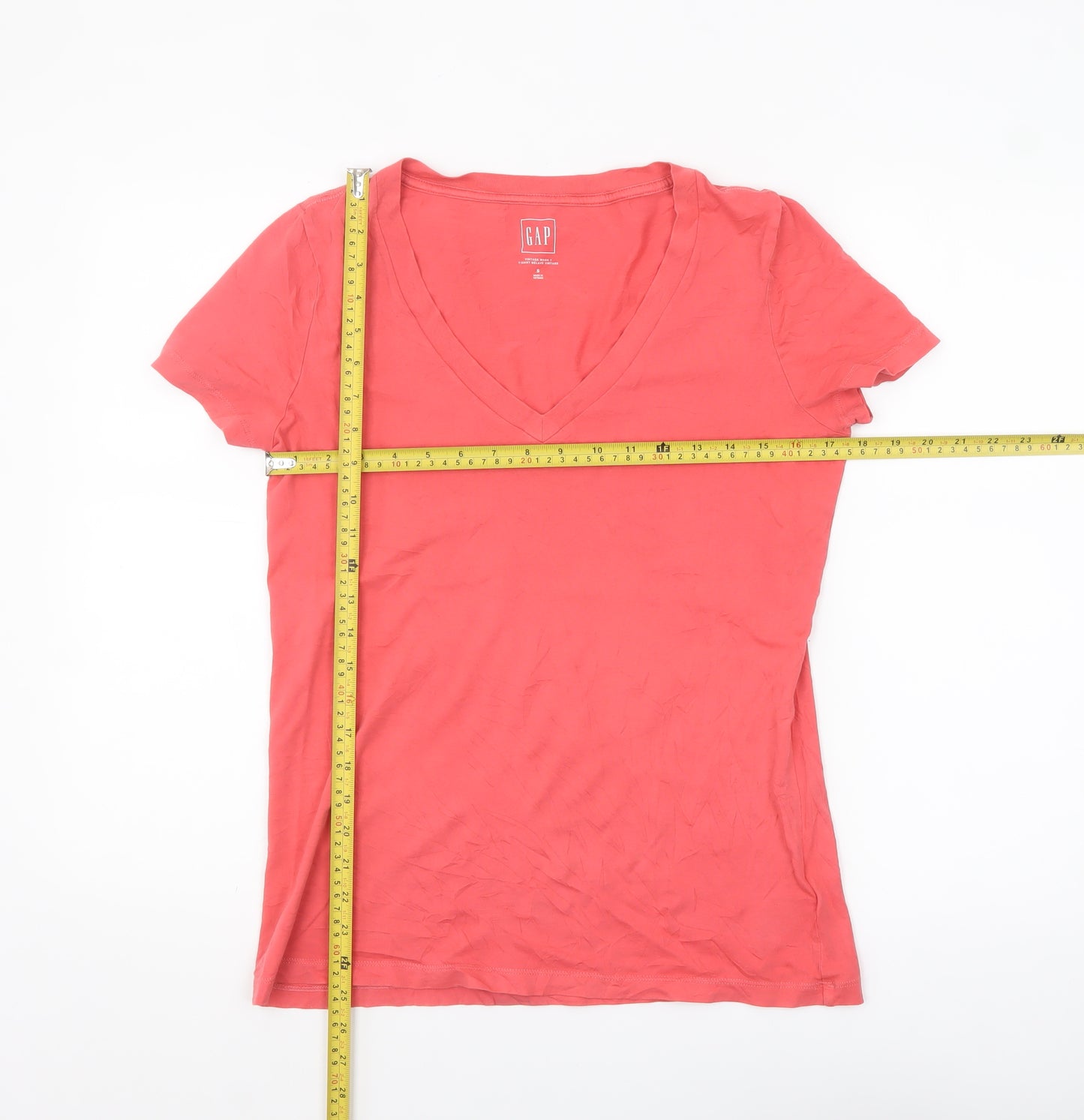 GAP Women's Pink V-Neck Short Sleeve Cotton T-Shirt Size S