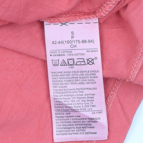 GAP Women's Pink V-Neck Short Sleeve Cotton T-Shirt Size S
