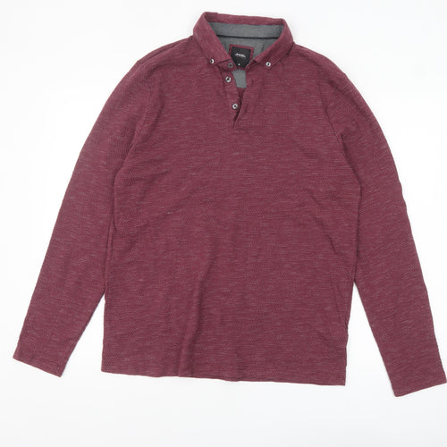 Burton Menswear London Men's Red Long Sleeve Polo Shirt M