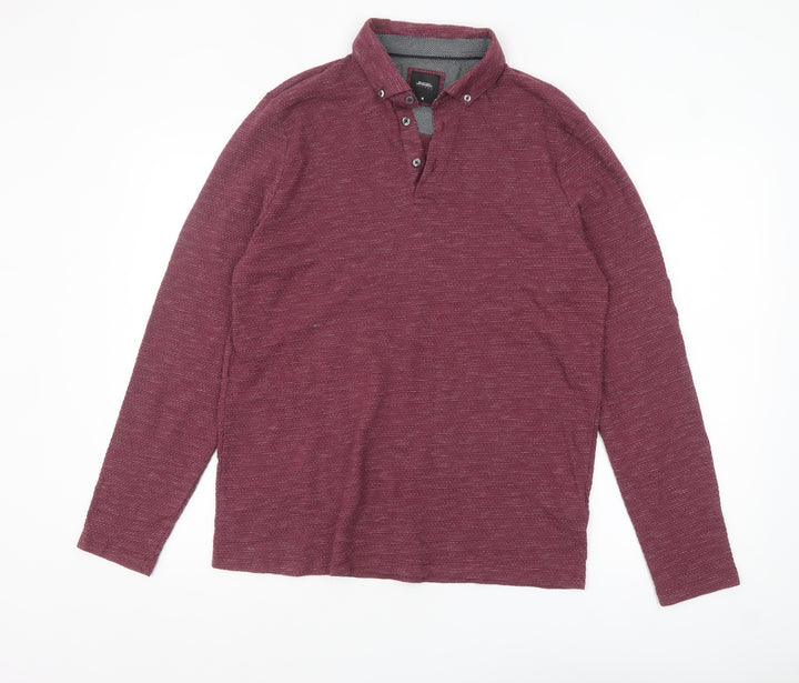 Burton Menswear London Men's Red Long Sleeve Polo Shirt M