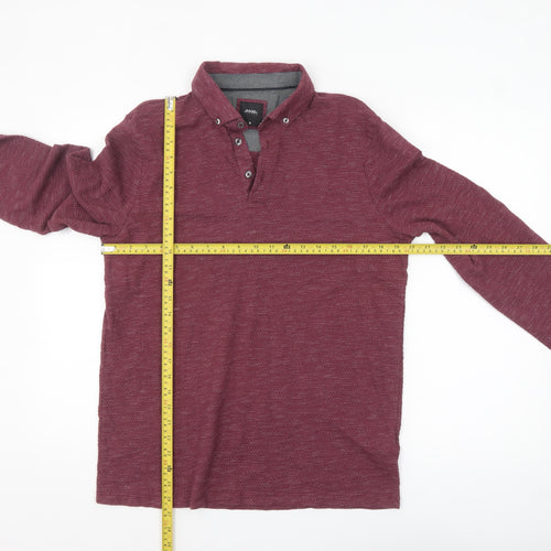 Burton Menswear London Men's Red Long Sleeve Polo Shirt M