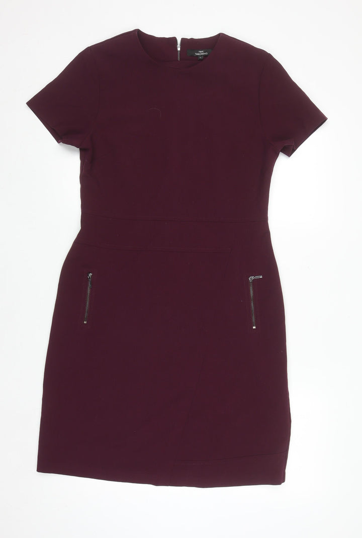 Next Women Purple Sheath Tailoring Short Sleeve Work Dress Size 12