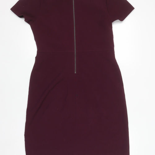 Next Women Purple Sheath Tailoring Short Sleeve Work Dress Size 12