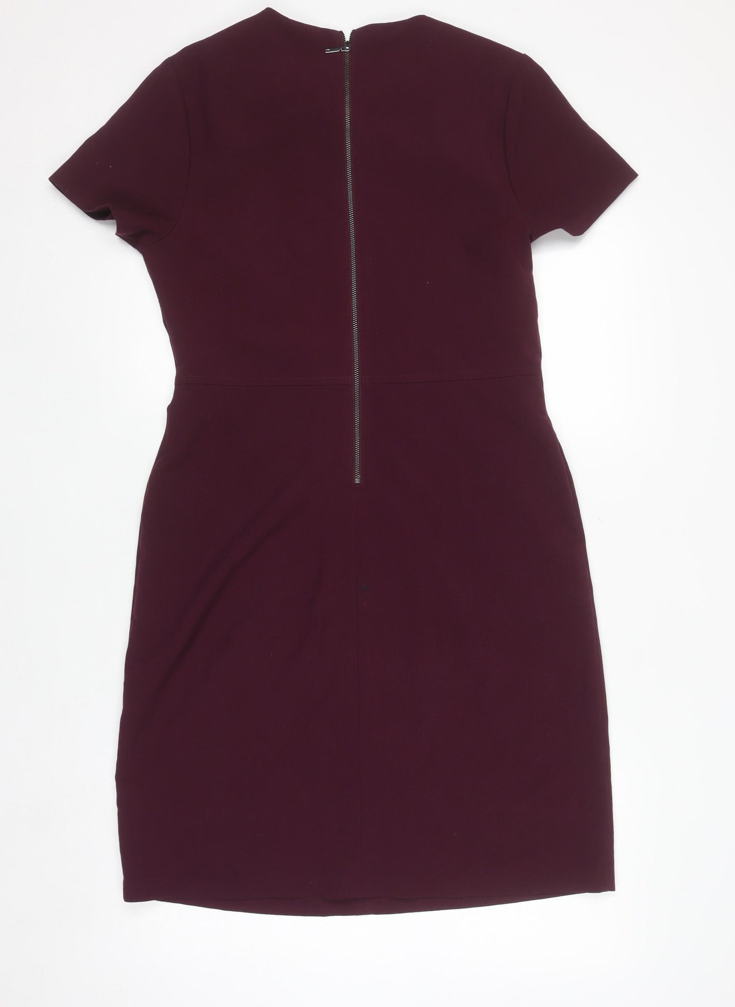 Next Women Purple Sheath Tailoring Short Sleeve Work Dress Size 12