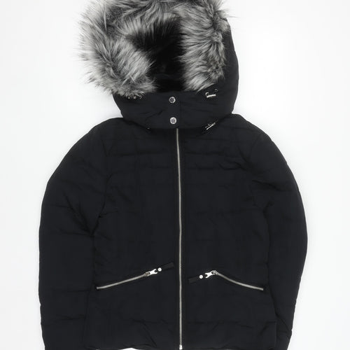 Marks and Spencer Per Una Women’s Black Faux Fur Hooded Puffer Jacket Size 8