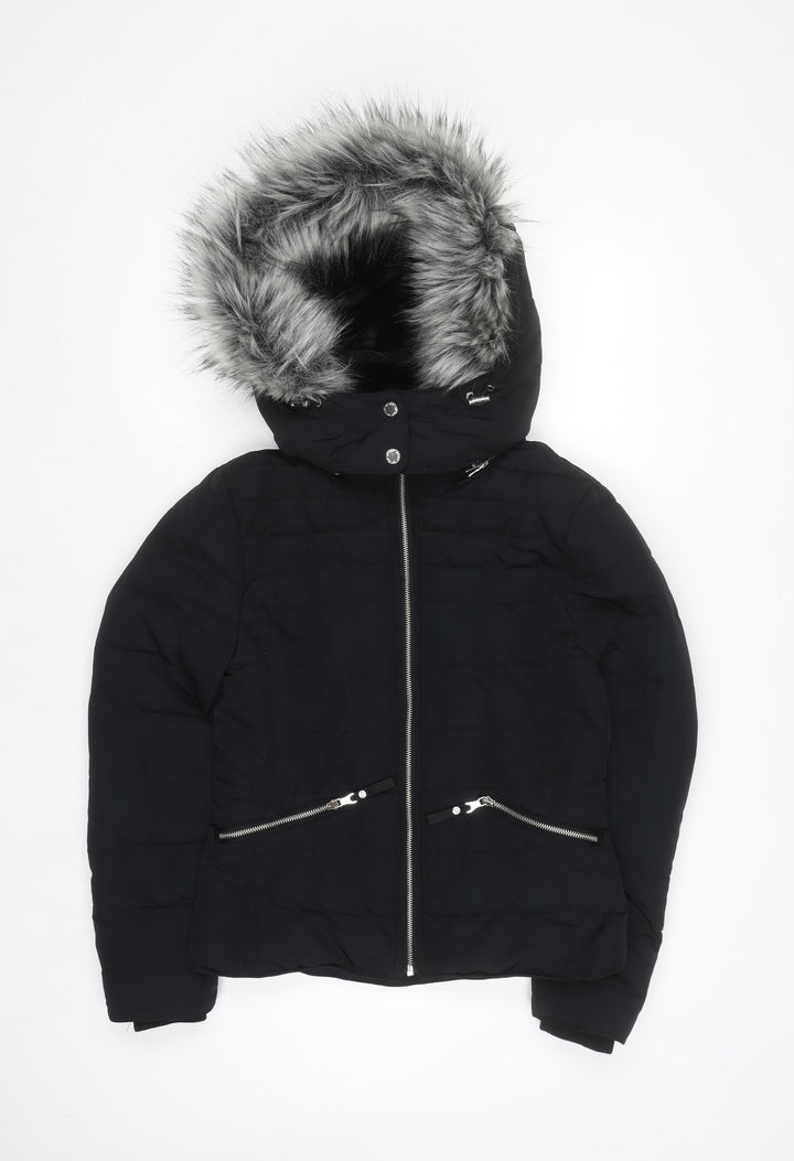 Marks and Spencer Per Una Women’s Black Faux Fur Hooded Puffer Jacket Size 8