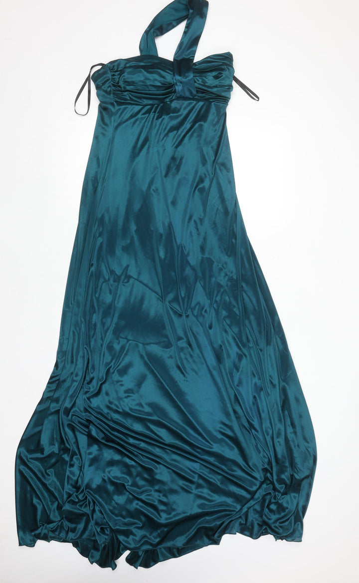 Windsor Women’s Green Halter Maxi Satin Formal Dress Size 12-14