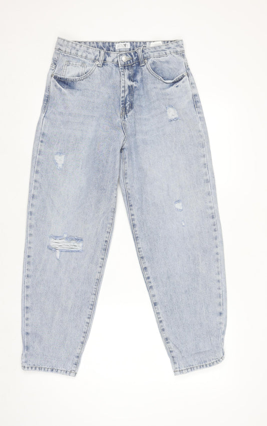 Hailys Women Blue Relaxed Fit High Rise Tapered Denim Jeans M