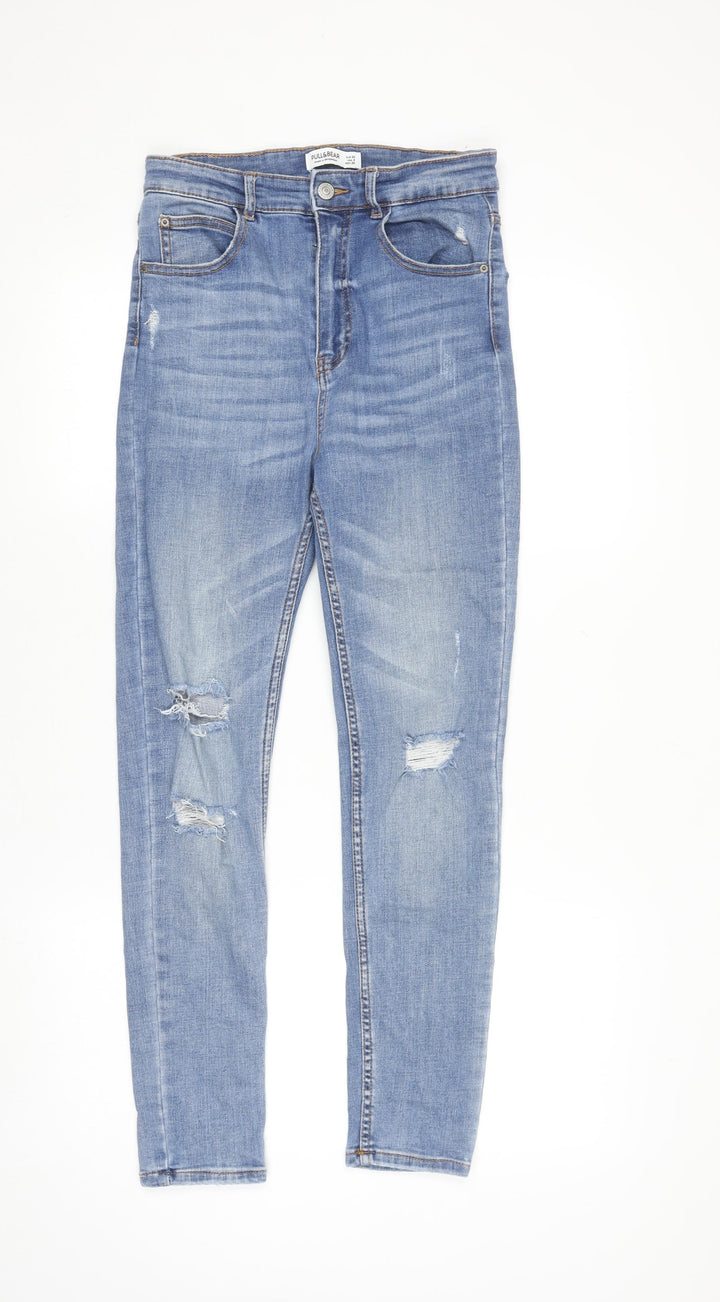 Pull&Bear Women Blue Size 10 Skinny Ripped Jegging Jeans