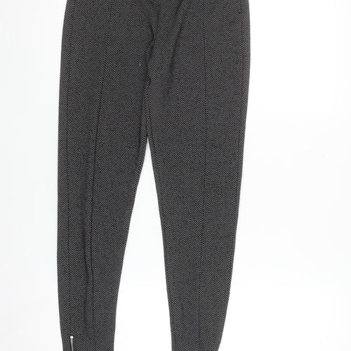 F&F Women's Black Herringbone Slim Fit Ankle Zip Leggings Size 10