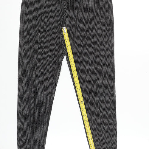 F&F Women's Black Herringbone Slim Fit Ankle Zip Leggings Size 10