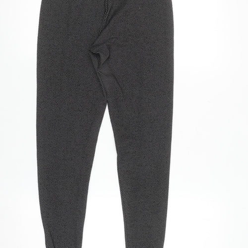 F&F Women's Black Herringbone Slim Fit Ankle Zip Leggings Size 10