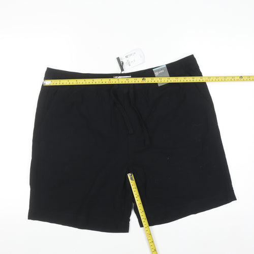 Denim Co Men's Black Relaxed Fit Chino Shorts L Cotton Linen