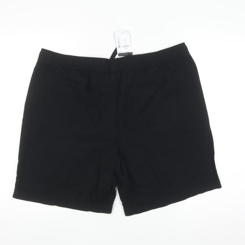 Denim Co Men's Black Relaxed Fit Chino Shorts L Cotton Linen